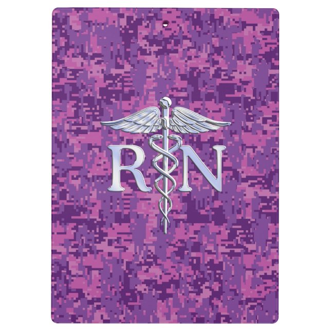 Porte-bloc Infirmière autorisée RN Caduceus sur Fuchsia Camo (Dos)