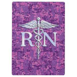 Porte-bloc Infirmière autorisée RN Caduceus sur Fuchsia Camo