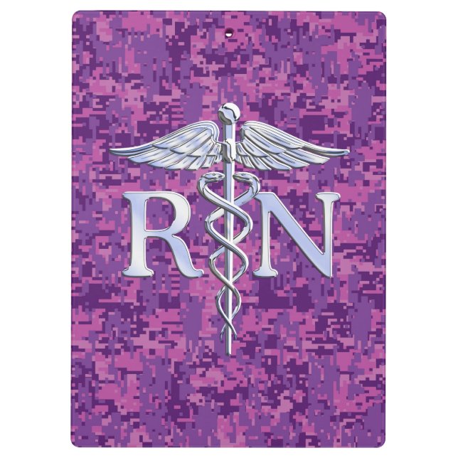 Porte-bloc Infirmière autorisée RN Caduceus sur Fuchsia Camo (Dos)