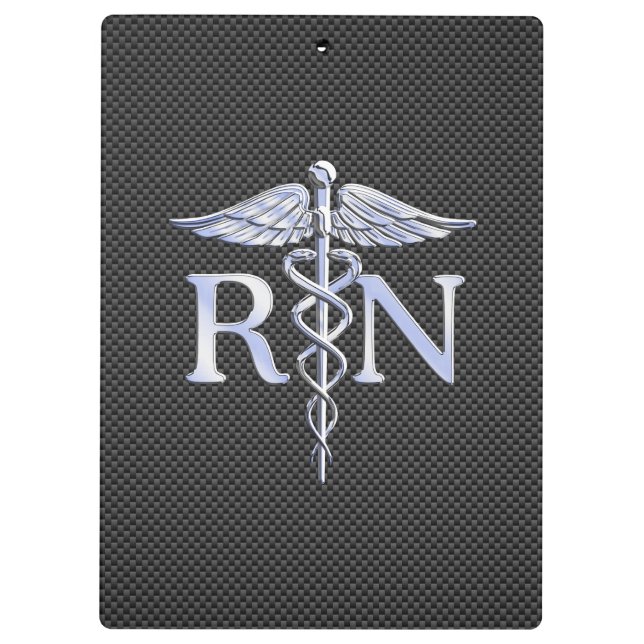 Porte-bloc Infirmière inscrite RN Caduceus Snakes Black Carbo (Dos)