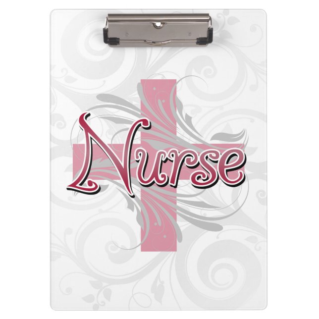 Porte-bloc Infirmière rose de croix/remous (Devant)