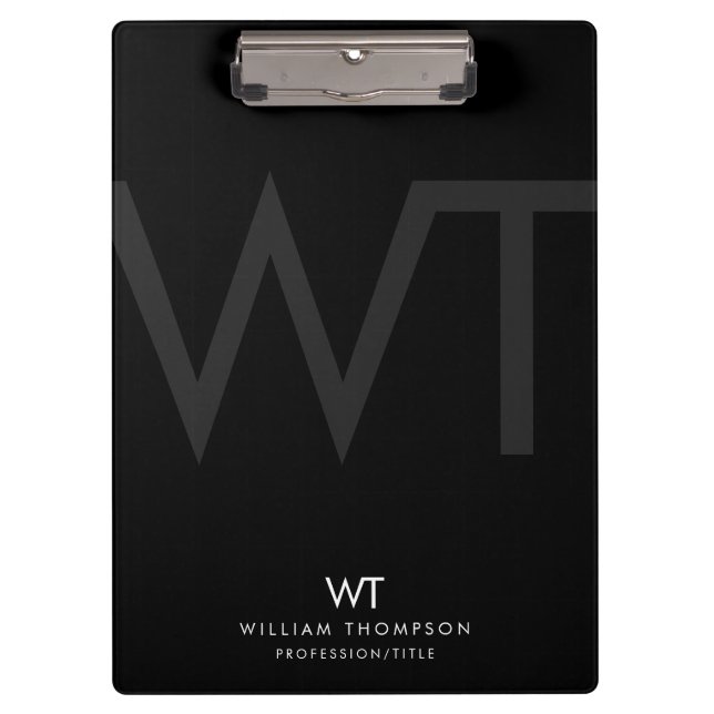 Porte-bloc Initiales du monogramme professionnel noir (Devant)