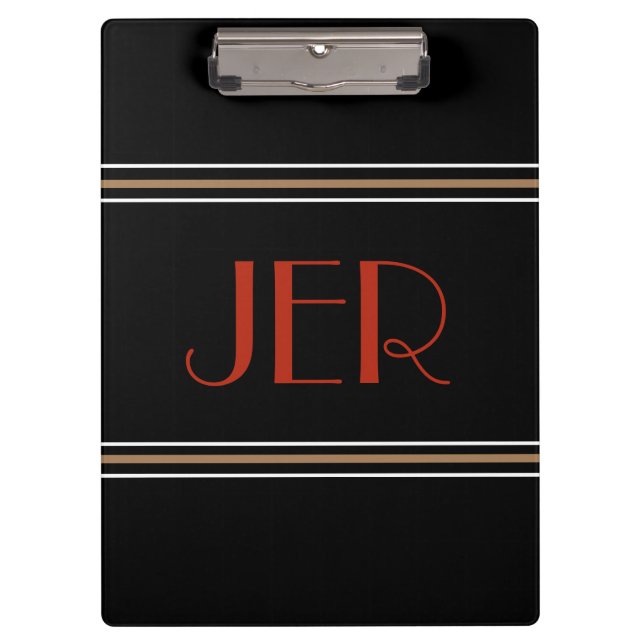 Porte-bloc Initiales monogrammes design noir rouge (Devant)