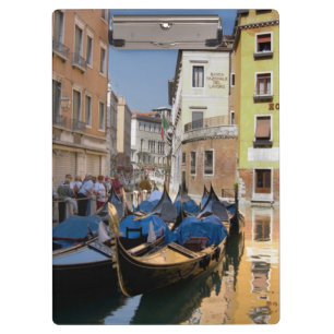 Porte-bloc Italie, Venise, gondoles amarrées le long d'un can