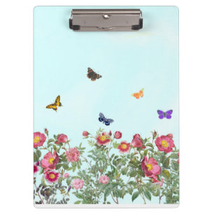 Porte-bloc Jardin rose aux papillons