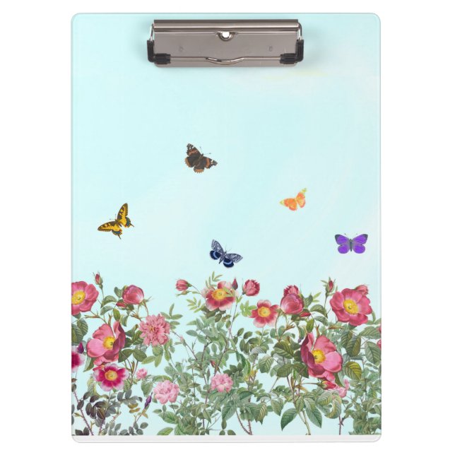 Porte-bloc Jardin rose aux papillons (Devant)