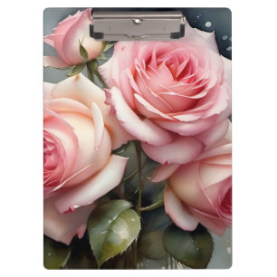 Porte-bloc Jardin rose rose pâle aquarelle peinture