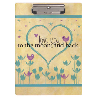 Porte-bloc Je t'aime à la lune et au dos
