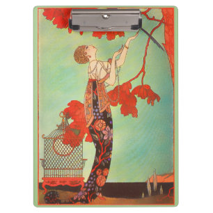Porte-bloc Joli Art Nouveau français Cage à oiseaux perroquet