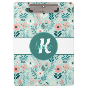 Porte-bloc Joli bleu et rose pastel Fleurs d'Art folklorique