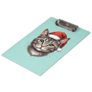 Porte-bloc Joli chat de Noël avec chapeau de Père Noël