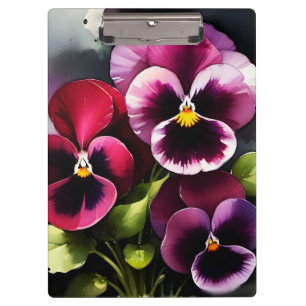 Porte-bloc Joli marron noir rouge pansies aquarelle peinture