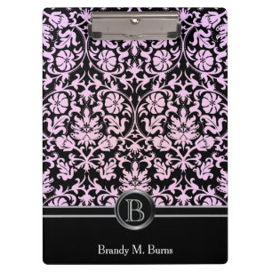 Porte-bloc Joli Monogramme rose Floral Damask