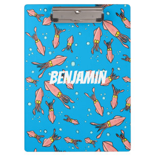 Porte-bloc Joli motif caricature de calmar rose