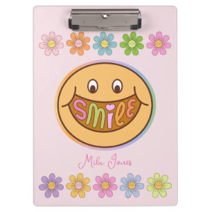Porte-bloc Joli sourire aux fleurs Nom personnalisé