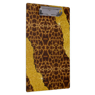 Porte-bloc Jolie Impression de Girafe en Cuir avec Paillettes