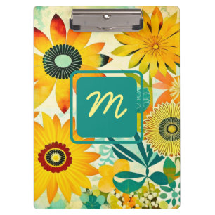 Porte-bloc Jolies fleurs d'art populaire Monogrammé