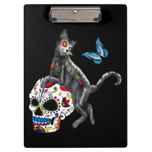 Porte-bloc Jour De La Morte Chat Crâne Sucre Et Papillon