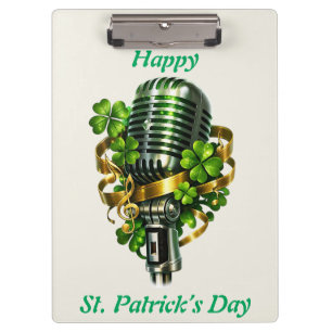 Porte-bloc Joyeuse Saint-Patrick Fleur de Trèfle & Microphone