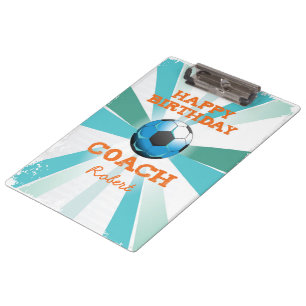 Porte-bloc Joyeux entraîneur de football Anniversaire Orange/