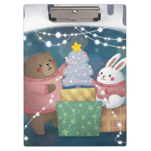 Porte-bloc Joyeux Noël : ours et lapin