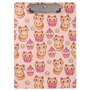 Porte-bloc Kawaii Cute Cats and Cupcakes Motif rose