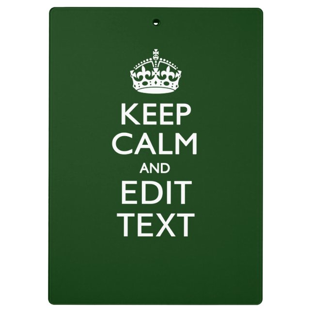 Porte-bloc KEEP CALM PERSONNALISÉ ET Éditer du texte sur vert (Dos)