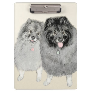 Porte-bloc Keeshond Maman et Son Peinture - Art Chien origina