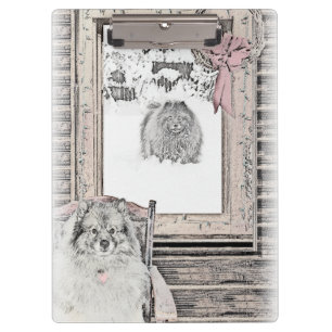 Porte-bloc Keeshond Noël hiver fenêtre Peinture Chien Art