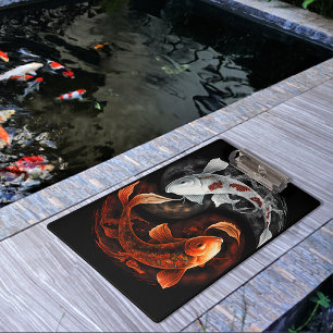 Porte-bloc Koi Fish Taiji Cercle Japonais Art Noir Et Blanc