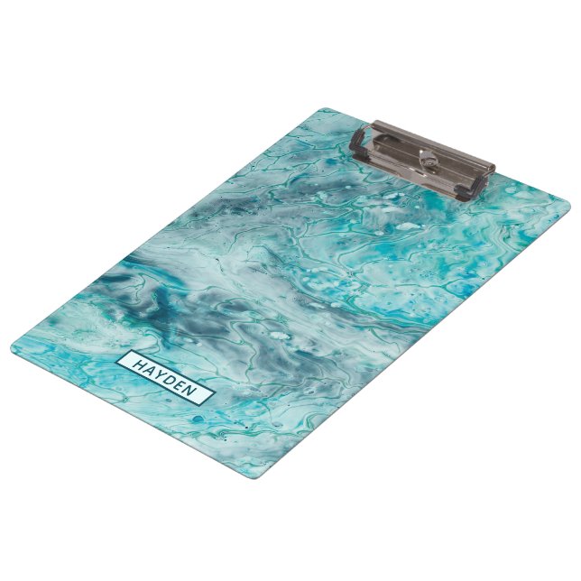 Porte-bloc La peinture abstraite de turquoise versent le (Incliné)