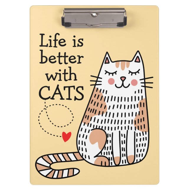 Porte-bloc La vie est meilleure avec des chats Doodle (Devant)