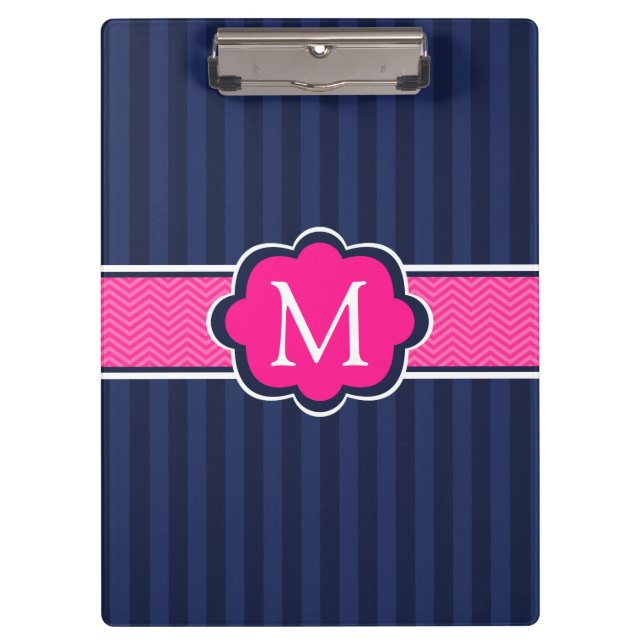 Porte-bloc Le bleu marine barre le monogramme de coutume de (Devant)