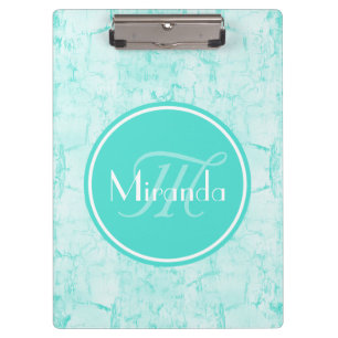 Porte-bloc Le Motif branché à la menthe Aqua avec un monogr