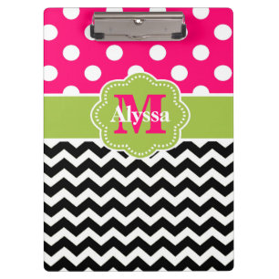 Porte-bloc Le rose vert pointille Chevron personnalisé
