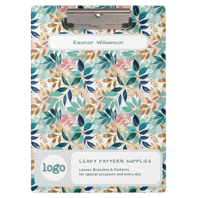 Porte-bloc Leaf Pattern Small Business Name Logo (Devant)