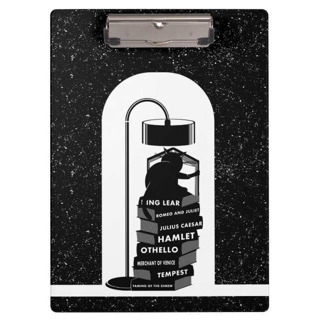 Porte-bloc Lecture de chats noir et blanc Shakespeare Players (Devant)