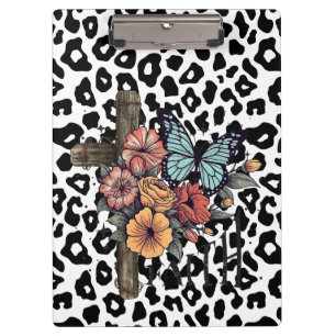 Porte-bloc Léopard des neiges croisé, Fleurs et Papillons