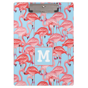 Porte-bloc Les Flamants roses roses lumineux sur le bleu  