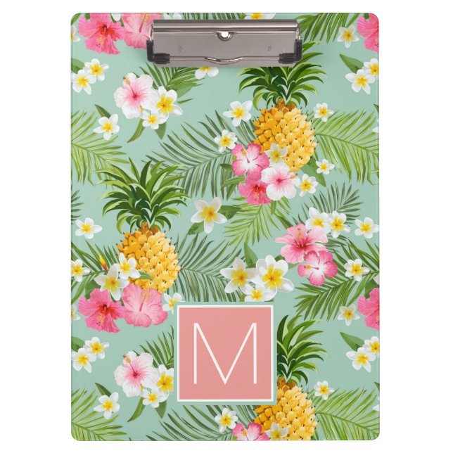 Porte-bloc Les fleurs et les ananas tropicaux | ajoutent (Devant)