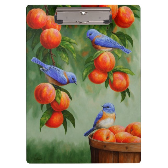 Porte-bloc Les oiseaux bleus dans le verger d'un bracelet (Devant)