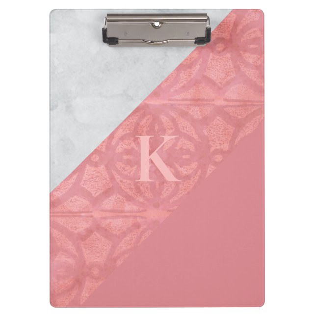 Porte-bloc LETTRE Batik Rose Ruddy ET Aquarelle Grise (Devant)