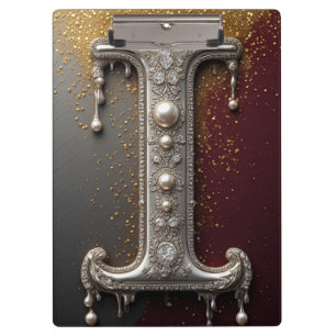 Porte-bloc Lettre I Monogramme de Luxe avec Paillettes