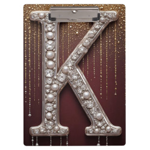 Porte-bloc Lettre K Monogramme de Luxe avec Paillettes