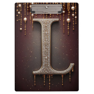 Porte-bloc Lettre L Monogramme de Luxe avec Paillettes
