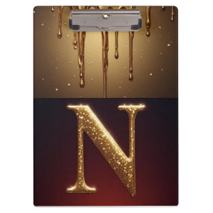 Porte-bloc Lettre N Monogramme Pailleté Avec Liquide Qui Dégo