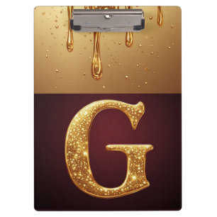 Porte-bloc Lettre pailletée G monogramme avec liquide qui cou