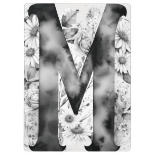Porte-bloc Lettre personnalisée M Floral Aquarelle de l'ensei