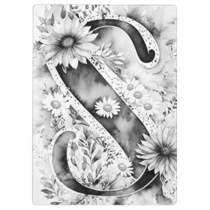 Porte-bloc LETTRE PERSONNALISÉE S Aquarelle Florale Professeu