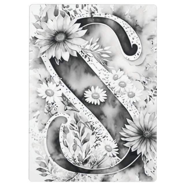 Porte-bloc LETTRE PERSONNALISÉE S Aquarelle Florale Professeu (Dos)